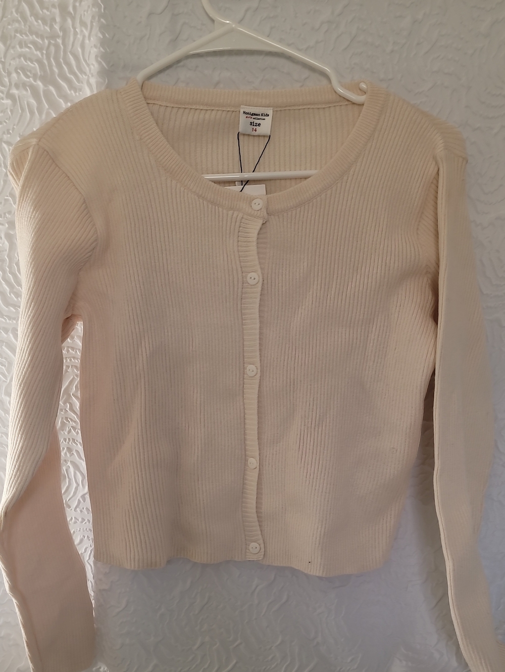 Light Cream💎 Ribbed Button-Front Cardigan